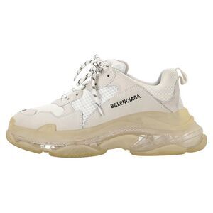 Balenciaga Triple S Clear Sole Sneakers in White Polyester